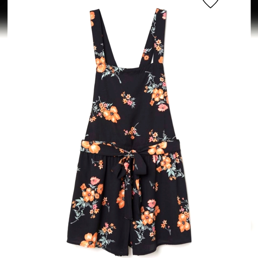 H&M Women's Romper/Jumpsuit Black/Floral Patterned Playsuit Size 6
